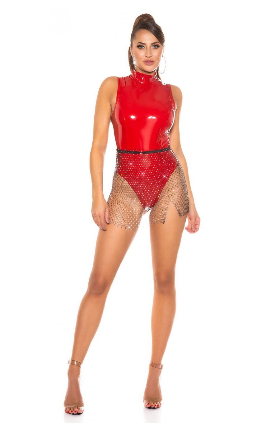 Body dama latex rosu WetLook Lollipop 1 - jojofashion.ro