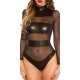 Body dama negru cu benzi  transparente din tul si PU Mesh 2 - jojofashion.ro