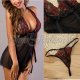 Neglijeu negru cu dantela rosie Aisha Neglijeu negru cu dantela rosie Aisha 3 - jojofashion.ro