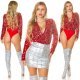 Body rosu cu paiete argintii petrecut cu maneca lunga Divina 6 - jojofashion.ro