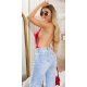 Body rosu lucios, cu spatele gol, Shimmer Body rosu lucios, cu spatele gol, Shimmer 5 - jojofashion.ro