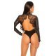 Body negru cu dantela si maneca lunga si spate decupat, Sandra 2 - jojofashion.ro