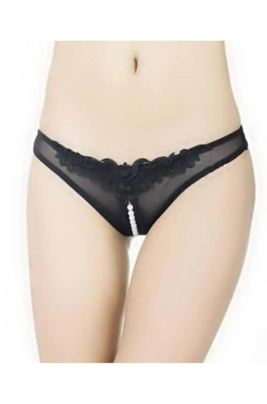 Chilot de dama dantela neagra si margelute Alessandra 1 - jojofashion.ro