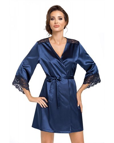 Neglijeu de lux bleumarin din satin Gamila - jojofashion.ro