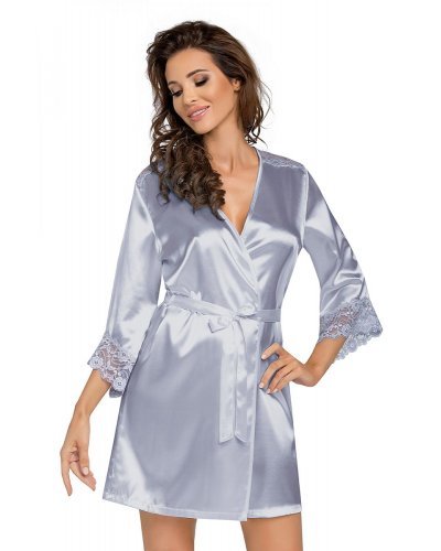Neglijeu de lux gri din satin Gamila - jojofashion.ro