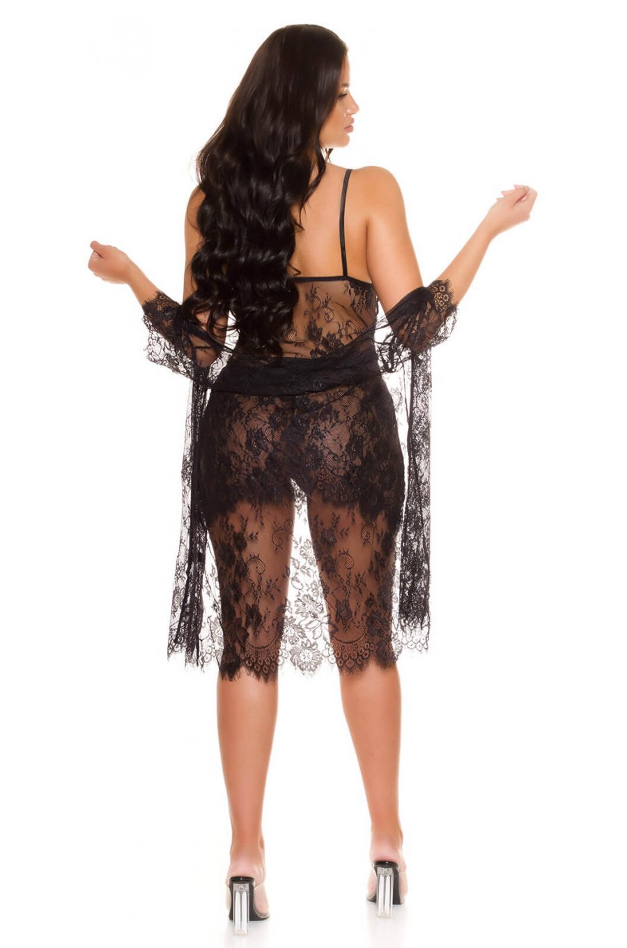 Neglijeu de lux negru cu dantela Carlita Neglijeu de lux negru cu dantela Carlita 2 - jojofashion.ro
