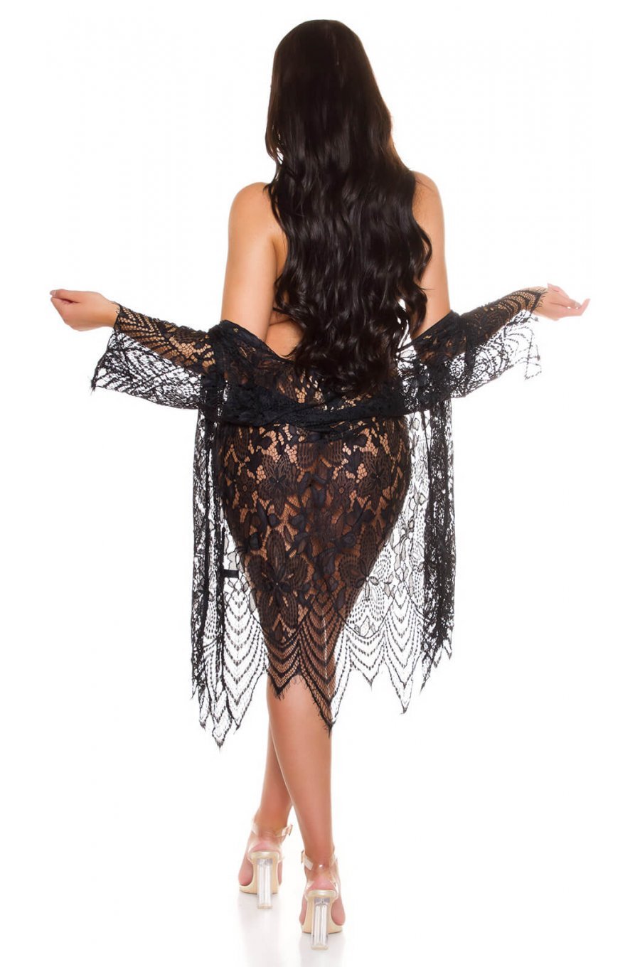 Neglijeu de lux dama negru transparent Gail 4 - jojofashion.ro