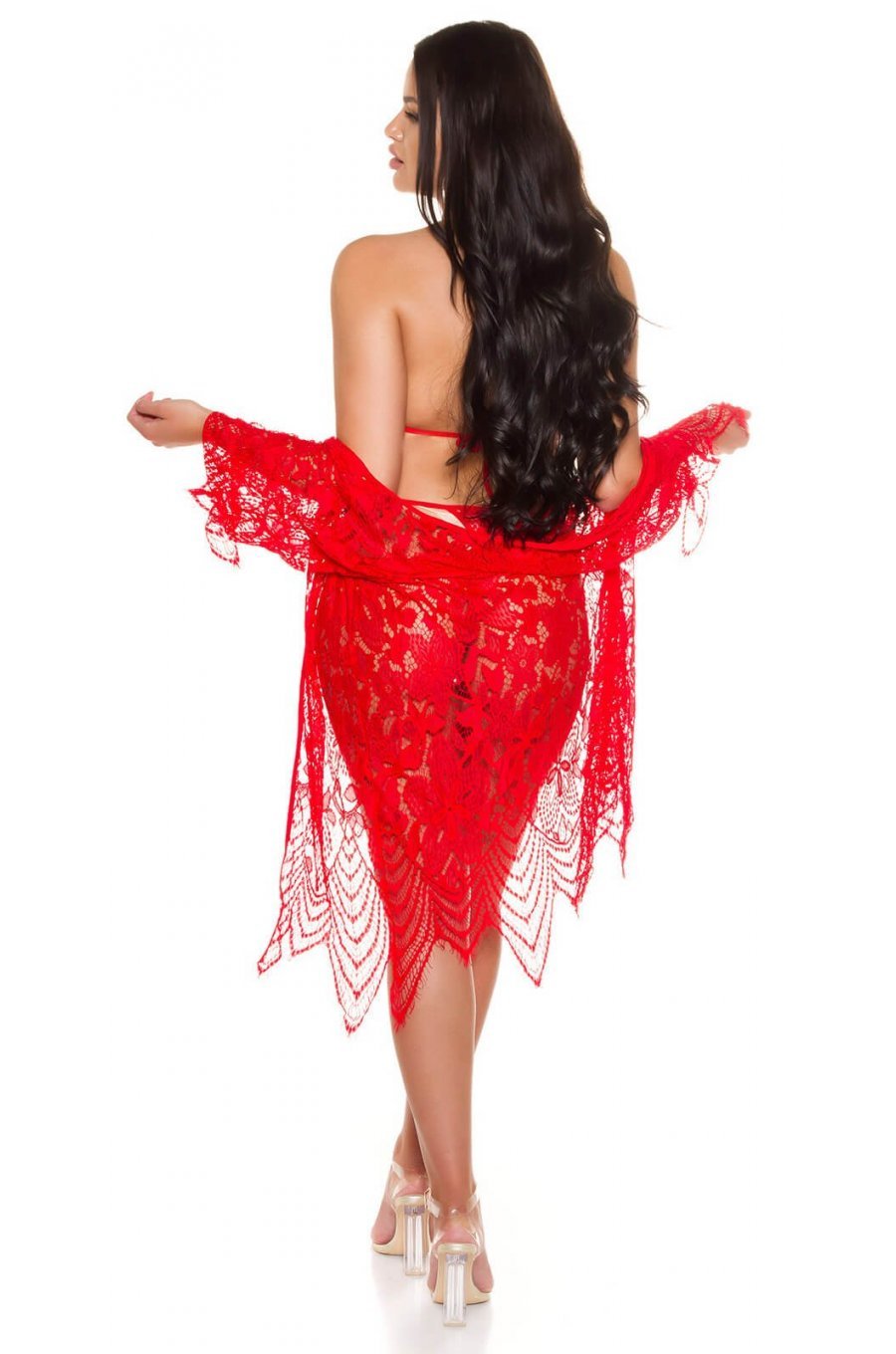 Neglijeu de lux dama rosu transparent Gail Neglijeu de lux dama rosu transparent Gail 3 - jojofashion.ro