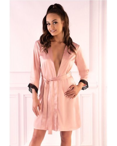 Neglijeu de lux roz cu cordon in talie Alethea - jojofashion.ro