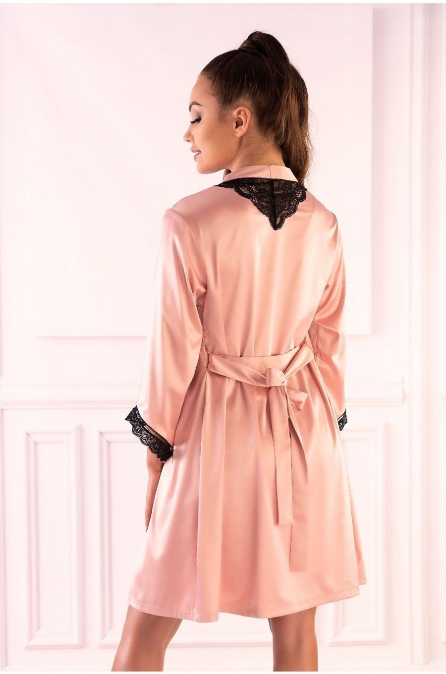Neglijeu de lux roz cu cordon in talie Alethea 3 - jojofashion.ro