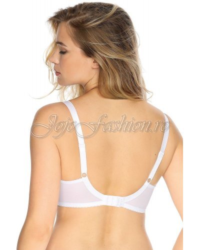 Sutien alb cu tul si broderie partial intarit Flaminia Sutien alb cu tul si broderie partial intarit Flaminia - jojofashion.ro