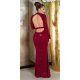 Rochie lunga burgundy mulata din lurex cu maneca lunga  Zerrin  4 - jojofashion.ro