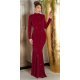 Rochie de seara lunga, din lurex, burgundy, mulata, cu maneca lunga,  Zerrin  2 - jojofashion.ro