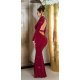 Rochie de seara lunga, din lurex, burgundy, mulata, cu maneca lunga,  Zerrin  3 - jojofashion.ro