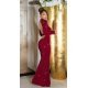 Rochie de seara lunga, din lurex, burgundy, mulata, cu maneca lunga,  Zerrin  5 - jojofashion.ro