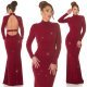 Rochie lunga burgundy mulata din lurex cu maneca lunga  Zerrin  6 - jojofashion.ro
