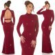 Rochie de seara lunga, din lurex, burgundy, mulata, cu maneca lunga,  Zerrin  6 - jojofashion.ro