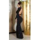 Rochie lunga, din lurex, neagra, mulata, cu maneca lunga, Zerrin  5 - jojofashion.ro