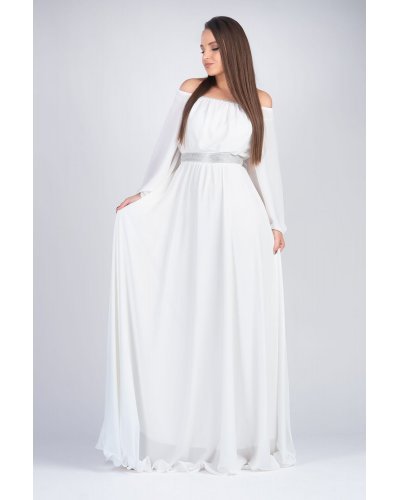 Rochie cununie civila, din voal, alba lunga, in marimi mari, Cinderella Rochie cununie civila, din voal, alba lunga, in marimi mari, Cinderella - jojofashion.ro