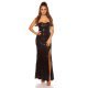Rochie lunga neagra mulata din paiete cu umerii goi Rodia 2 - jojofashion.ro