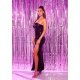 Rochie lunga neagra mulata din paiete cu umerii goi Rodia 3 - jojofashion.ro