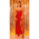 Rochie lunga rosie mulata din paiete cu umerii goi Rodia 3 - jojofashion.ro
