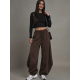 Pantaloni trening de dama balloon maro oversize Moon 2 - jojofashion.ro