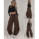 Pantaloni trening de dama balloon maro oversize Moon 3 - jojofashion.ro