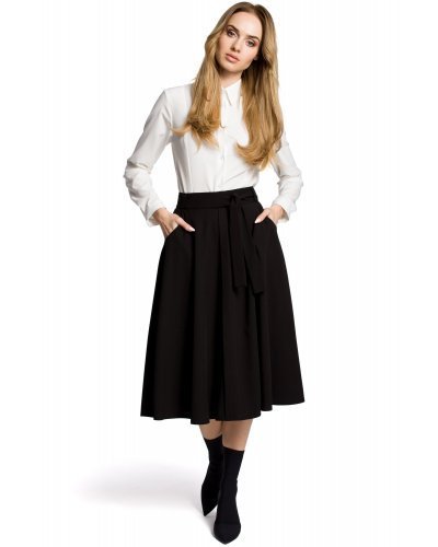 Fusta office, midi, neagra, cu cordon, Phoebe Fusta office, midi, neagra, cu cordon, Phoebe - jojofashion.ro