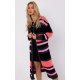 Cardigan dama midi, din acryl, negru cu dungi corai, Fatime 2 - jojofashion.ro
