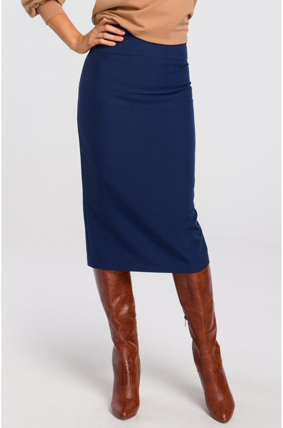 Fusta tip creion, midi, bleumarin navy, clasica, Collie Fusta tip creion, midi, bleumarin navy, clasica, Collie 1 - jojofashion.ro