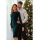 Rochie eleganta midi, catifea, verde, mulata, cu maneca lunga, tip creion, Iris 4 - jojofashion.ro