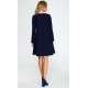 Rochie de zi midi bleumarin, croi A, cu maneca lunga, Aryena 3 - jojofashion.ro