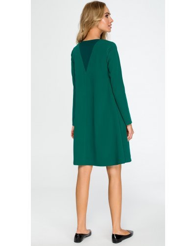 Rochie verde midi trapezoidala cu maneca lunga Aryena Rochii de zi, Rochie verde midi trapezoidala cu maneca lunga Aryena - jojofashion.ro
