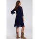 Rochie midi din chiffon bleumarin vaporoasa Rocio 3 - jojofashion.ro