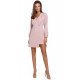 Rochie eleganta tip sacou scurta, roz pal, cu maneca lunga, Rebeca 2 - jojofashion.ro