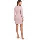 Rochie eleganta tip sacou scurta, roz pal, cu maneca lunga, Rebeca 3 - jojofashion.ro