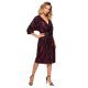 Rochie midi din paiete burgundy, cu maneca trei sferturi, petrecuta, Artista 2 - jojofashion.ro