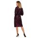 Rochie midi din paiete burgundy, cu maneca trei sferturi, petrecuta, Artista 3 - jojofashion.ro