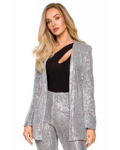 Sacou dama elegant, paiete, argintiu, clasic, Charisma Bluze dama, Sacou dama elegant, paiete, argintiu, clasic, Charisma - jojofashion.ro