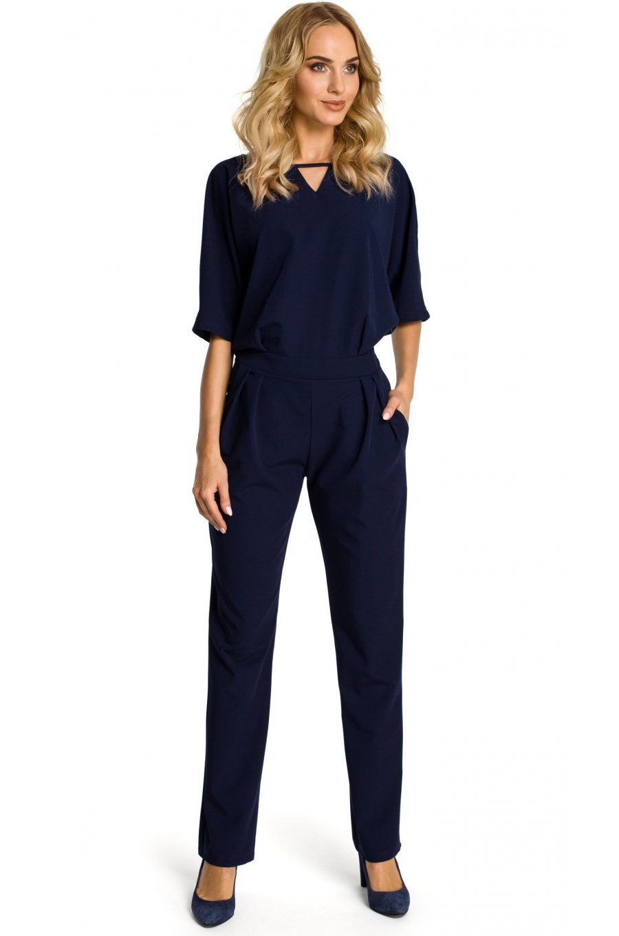 Salopeta dama eleganta, bleumarin, cu maneca scurta, Diengis Salopeta dama eleganta, bleumarin, cu maneca scurta, Diengis 1 - jojofashion.ro
