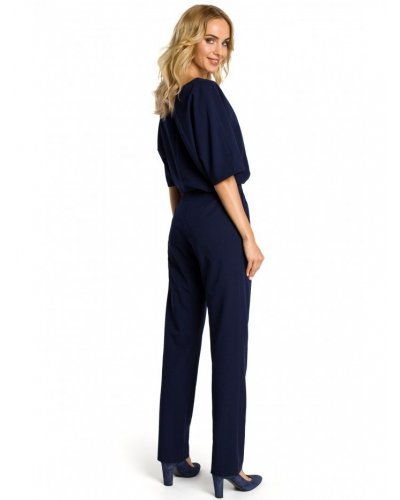 Salopeta dama eleganta, bleumarin, cu maneca scurta, Diengis Salopete dama, Salopeta dama eleganta, bleumarin, cu maneca scurta, Diengis - jojofashion.ro