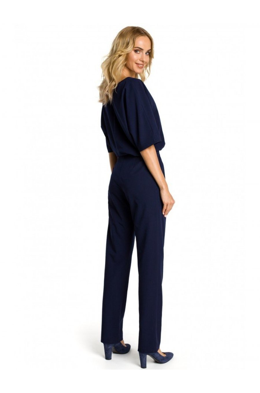 Salopeta dama eleganta, bleumarin, cu maneca scurta, Diengis Salopeta dama eleganta, bleumarin, cu maneca scurta, Diengis 2 - jojofashion.ro