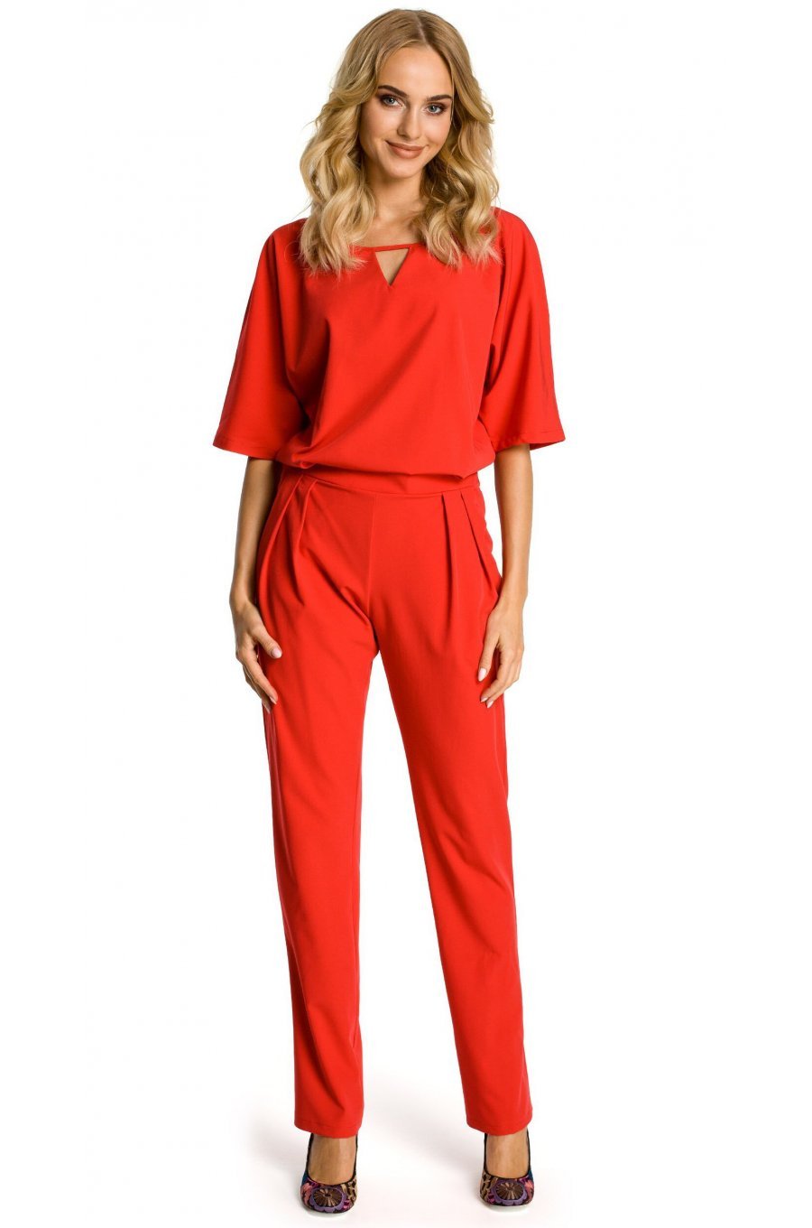 Salopeta dama eleganta, rosie, cu maneca scurta, Diengis Salopeta dama eleganta, rosie, cu maneca scurta, Diengis 1 - jojofashion.ro