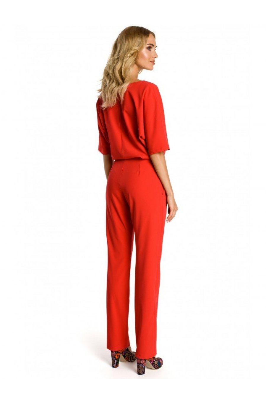 Salopeta dama eleganta, rosie, cu maneca scurta, Diengis Salopeta dama eleganta, rosie, cu maneca scurta, Diengis 2 - jojofashion.ro