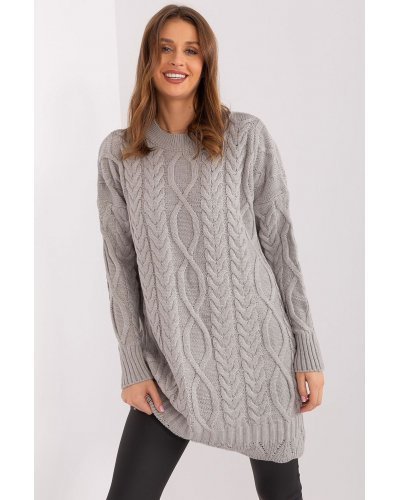 Rochii casual, Rochie casual tricotata oversize gri Amalna - jojofashion.ro