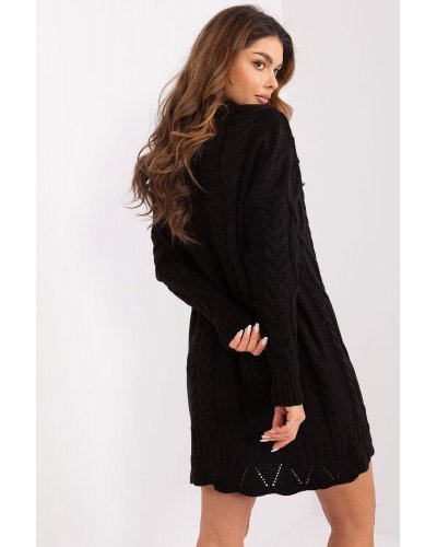 Rochie tricotata scurta neagra oversize Amalna1 Rochii de zi, Rochie tricotata scurta neagra oversize Amalna1 - jojofashion.ro