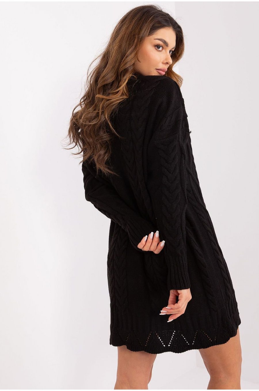 Rochie tricotata scurta neagra oversize Amalna1 2 - jojofashion.ro