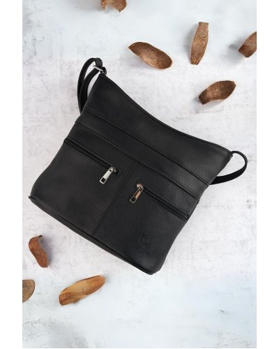 Geanta dama, tip postas, piele neagra, Monna Genti dama, Geanta dama, tip postas, piele neagra, Monna - jojofashion.ro