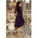 Rochie midi din dantela bleumarin asimetrica Anastasia  4 - jojofashion.ro